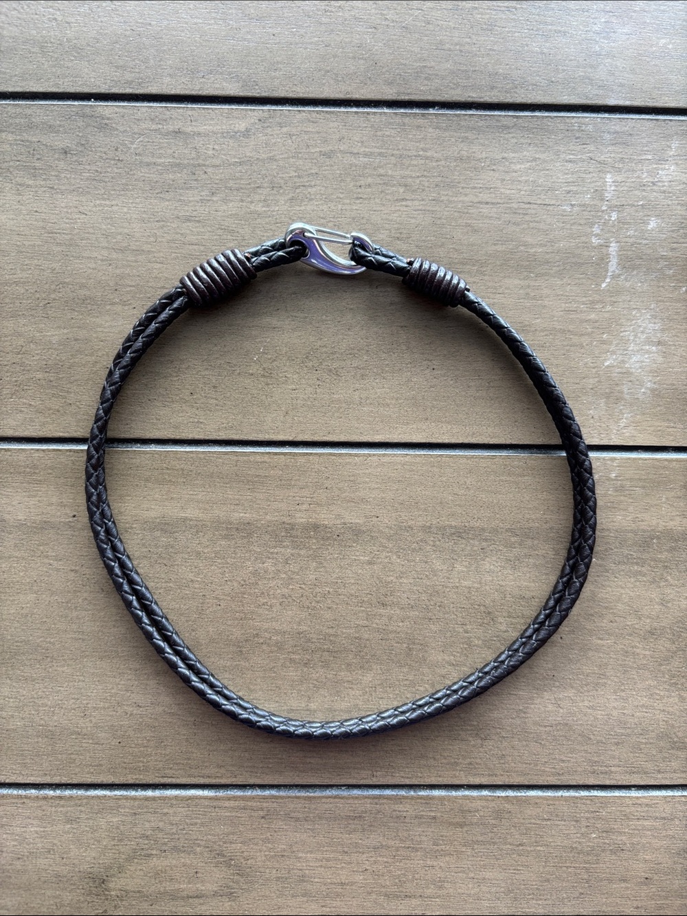Men's Braided Leather Necklace - Dark Brown - Bracelet or Necklace
